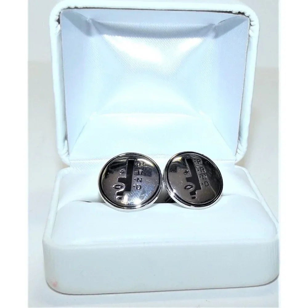 Auto Car Racing Stick Shift  silver tone cuff links new in box
